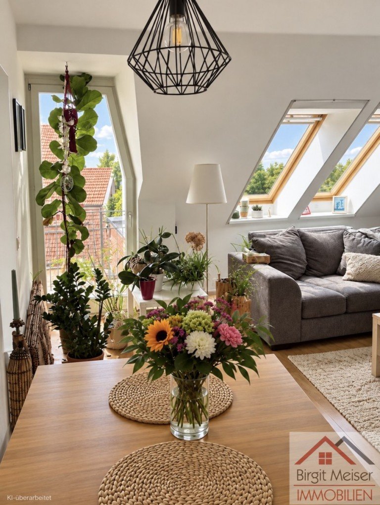 Wohnzimmer mit Balkonzugang Schwerin Maisonettewohnung Schwerin-Friedrichsthal * Sonnenbalkon in ruhiger Lage * Wohnen auf 2 Ebenen, Stellplatz