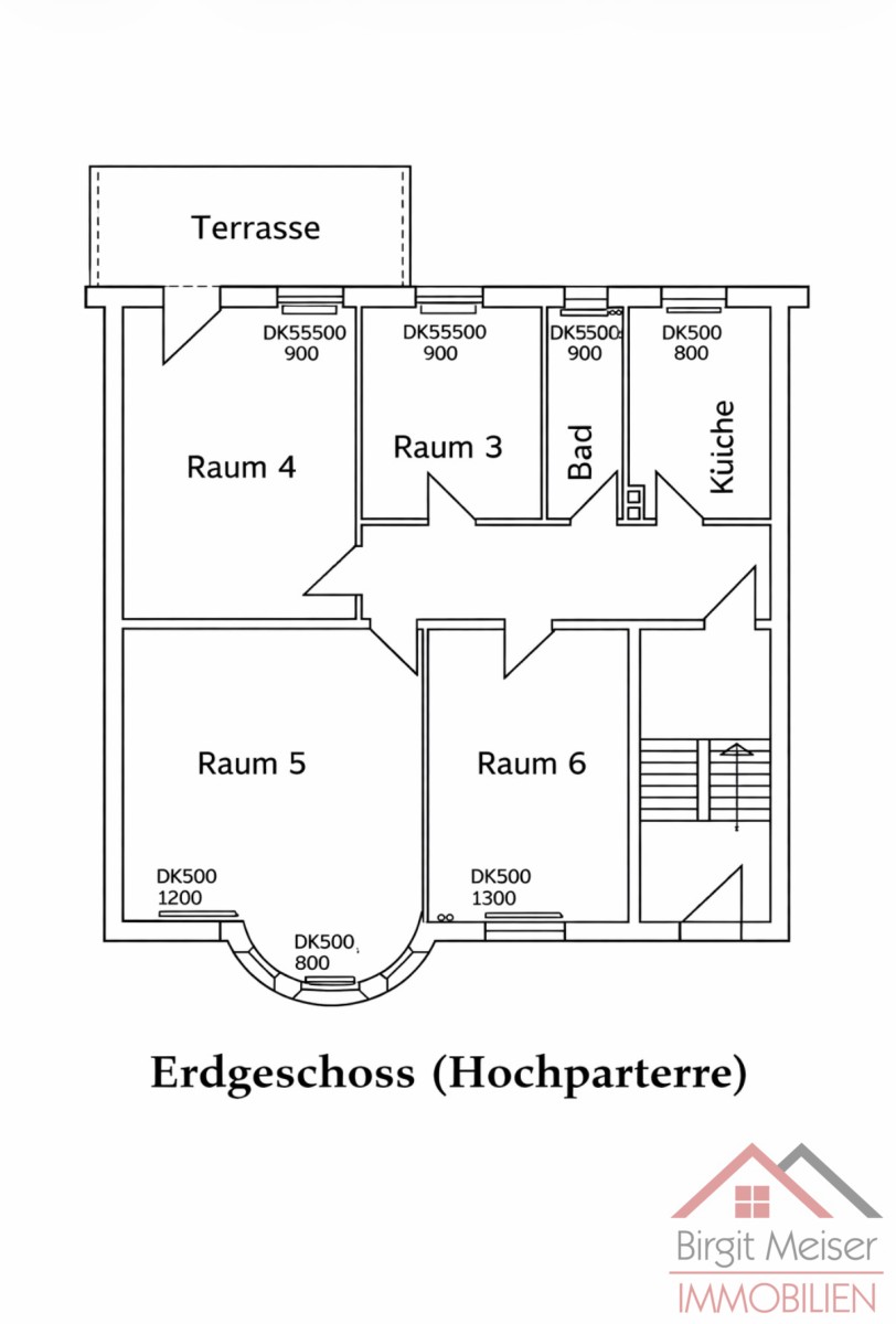 Grundriss Eerdgeschoss (Hochparterre) Wohnung Schwerin