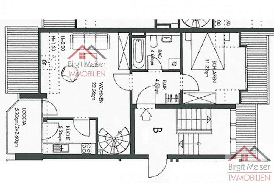 Grundriss Ebene 1 Maisonettewohnung Schwerin
