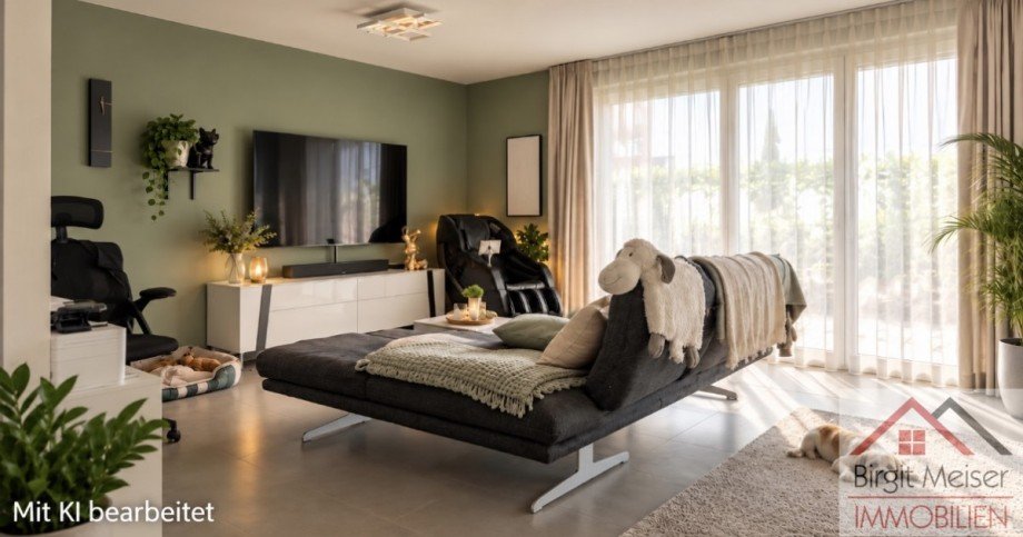 Wohnzimmer mit Zugang zur Terrasse Wohnung Schwerin